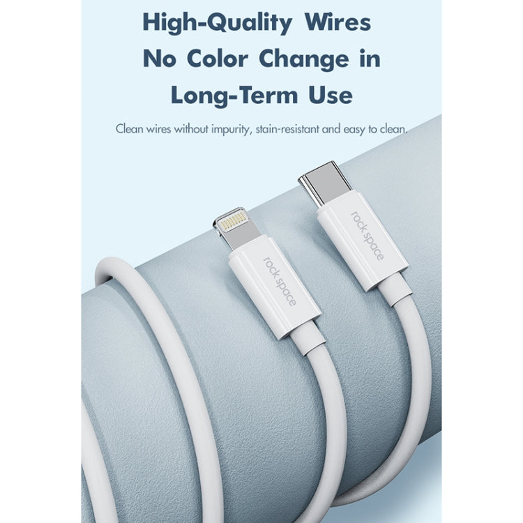 ROCK Space Z19 สายชาร์จข้อมูล TPE USB-C / Type-C เป็น 8 พิน ชาร์จเร็ว PD 20W 3A ความยาวสาย: 1 เมตร, Z19