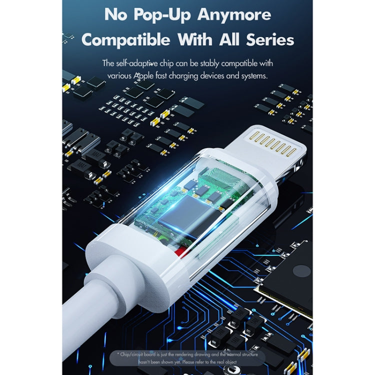ROCK Space Z19 สายชาร์จข้อมูล TPE USB-C / Type-C เป็น 8 พิน ชาร์จเร็ว PD 20W 3A ความยาวสาย: 1 เมตร, Z19