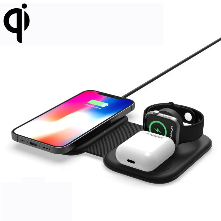 แท่นชาร์จไร้สายแม่เหล็กพับได้อเนกประสงค์ 3 ใน 1 15W สำหรับ iPhone ซีรีส์ & Apple Watch & AirPods, รุ่น F20