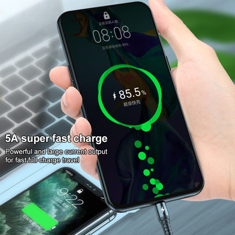 K061 สายชาร์จข้อมูลชาร์จเร็ว 1.2 เมตร 5A 3 in 1 USB เป็น 8 พิน + USB-C / Type-C + Micro USB แบบกลม