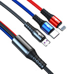 K061 สายชาร์จข้อมูลชาร์จเร็ว 1.2 เมตร 5A 3 in 1 USB เป็น 8 พิน + USB-C / Type-C + Micro USB แบบกลม