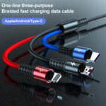K061 สายชาร์จข้อมูลชาร์จเร็ว 1.2 เมตร 5A 3 in 1 USB เป็น 8 พิน + USB-C / Type-C + Micro USB แบบกลม