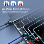 K061 สายชาร์จข้อมูลชาร์จเร็ว 1.2 เมตร 5A 3 in 1 USB เป็น 8 พิน + USB-C / Type-C + Micro USB แบบกลม