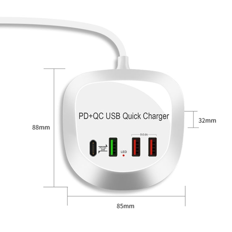 WLX-T3P ที่ชาร์จ USB อัจฉริยะชาร์จเร็วมัลติฟังก์ชัน PD + QC 4 in 1, WLX-T3P ปลั๊ก AU, WLX-T3P ปลั๊ก EU, WLX-T3P ปลั๊ก UK, WLX-T3P ปลั๊ก US