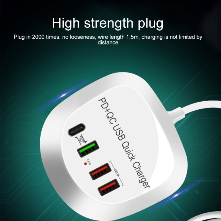 WLX-T3P ที่ชาร์จ USB อัจฉริยะชาร์จเร็วมัลติฟังก์ชัน PD + QC 4 in 1, WLX-T3P ปลั๊ก AU, WLX-T3P ปลั๊ก EU, WLX-T3P ปลั๊ก UK, WLX-T3P ปลั๊ก US