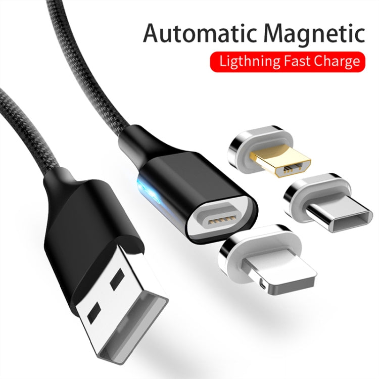 สายข้อมูลแม่เหล็กถักไนลอน M11 3 in 1 5A USB เป็น 8 Pin + Micro USB + USB-C / Type-C ความยาวสาย: 2 เมตร
