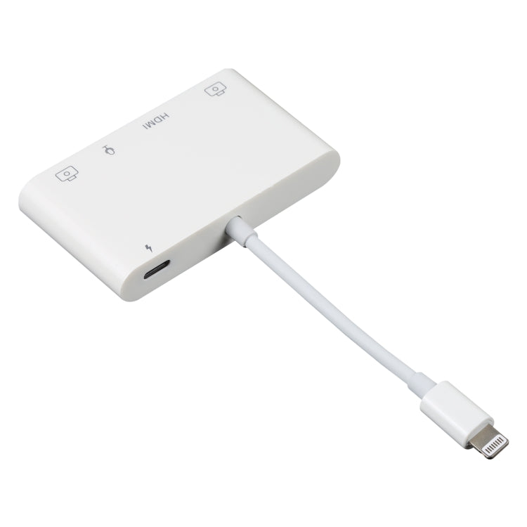อะแดปเตอร์ OTG เสียงดิจิทัล AV 4 in 1 8 พิน เป็น USB คู่ + AUX 3.5 มม. + HDMI
