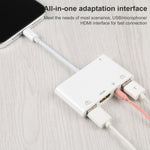 อะแดปเตอร์ OTG เสียงดิจิทัล AV 4 in 1 8 พิน เป็น USB คู่ + AUX 3.5 มม. + HDMI