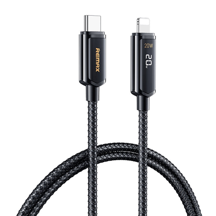 REMAX RC-128i สายชาร์จข้อมูลถักชาร์จเร็ว 20W Type-C / USB-C เป็น 8 พิน พร้อมจอแสดงผลดิจิทัลอัจฉริยะ อัลลอยด์สังกะสี ความยาว 1.2 เมตร