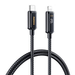 REMAX RC-128i สายชาร์จข้อมูลถักชาร์จเร็ว 20W Type-C / USB-C เป็น 8 พิน พร้อมจอแสดงผลดิจิทัลอัจฉริยะ อัลลอยด์สังกะสี ความยาว 1.2 เมตร
