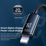 REMAX RC-128i สายชาร์จข้อมูลถักชาร์จเร็ว 20W Type-C / USB-C เป็น 8 พิน พร้อมจอแสดงผลดิจิทัลอัจฉริยะ อัลลอยด์สังกะสี ความยาว 1.2 เมตร