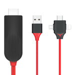 สายแปลงวิดีโอ MiraScreen L7-8 3 in 1 8 พิน + Micro USB + USB-C / Type-C เป็น HDMI ความยาวสาย: 2 ม. 3 in 1 HDMI
