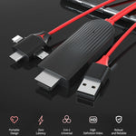 สายแปลงวิดีโอ MiraScreen L7-8 3 in 1 8 พิน + Micro USB + USB-C / Type-C เป็น HDMI ความยาวสาย: 2 ม. 3 in 1 HDMI