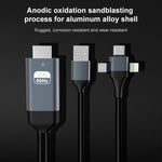 สาย HDMI P8J อะลูมิเนียม 3 in 1 8 พิน + Micro USB + USB-C / Type-C ความยาวสาย: 2 ม. 3 in 1 HDMI (อะลูมิเนียม)