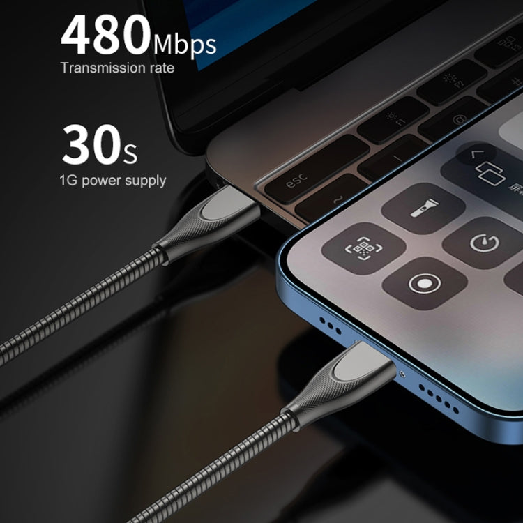 สายชาร์จเร็ว ADC-009 USB-C / Type-C เป็น 8 Pin อัลลอยสังกะสี ความยาวสาย 1 ม., USB-C / Type-C เป็น 8 Pin