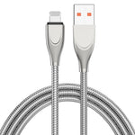ADC-009 สายชาร์จข้อมูลชาร์จเร็วสายยางอัลลอยด์สังกะสี USB เป็น 8 พิน ความยาวสาย 1 เมตร, USB เป็น 8 พิน