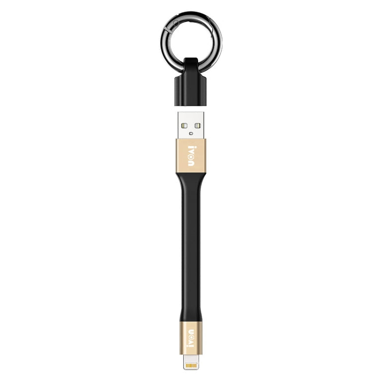 สายชาร์จข้อมูลพกพา IVON CA90 2.4A USB เป็น 8 พิน พร้อมแหวน ความยาว: 14.5 ซม.