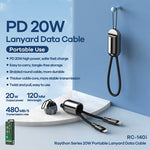 สายชาร์จพกพา REMAX RC-140i Thor Series PD 20W USB-C / Type-C เป็น 8 Pin พร้อมสายคล้อง ความยาวสาย 1.2 ม., USB-C / Type-C เป็น 8 Pin