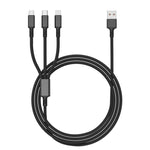 สายชาร์จเร็วถัก 3A 3 in 1 USB เป็น Type-C / 8 พิน / Micro USB ความยาวสาย: 1.2 ม. ปลั๊กสีขาว (แดง), ปลั๊กสีขาว (ดำ), ปลั๊กสีขาว (น้ำเงิน)