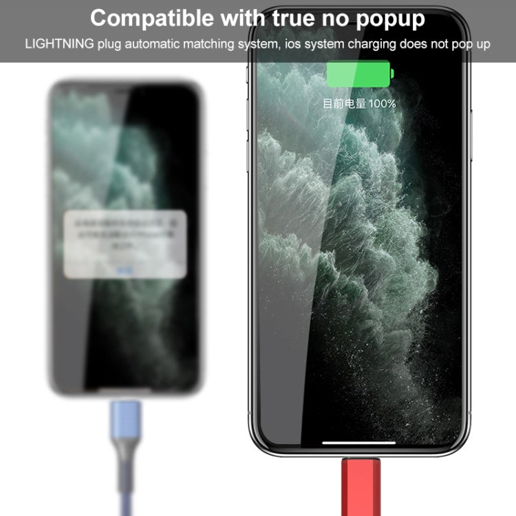 สายชาร์จเร็วถัก 3A 3 in 1 USB เป็น Type-C / 8 พิน / Micro USB ความยาวสาย: 1.2 ม. ปลั๊กสีขาว (แดง), ปลั๊กสีขาว (ดำ), ปลั๊กสีขาว (น้ำเงิน)