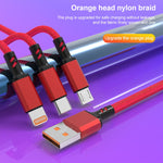 สายชาร์จเร็วถัก 3A 3 in 1 USB เป็น Type-C / 8 พิน / Micro USB ความยาวสาย: 1.2 ม. ปลั๊กสีขาว (แดง), ปลั๊กสีขาว (ดำ), ปลั๊กสีขาว (น้ำเงิน)
