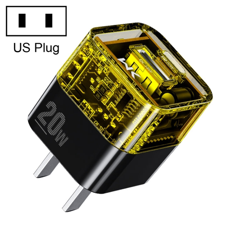 ที่ชาร์จโปร่งใส WK WP-U149 20W USB+USB-C/Type-C ช่องคู่, สเปค: ปลั๊กสหรัฐอเมริกา