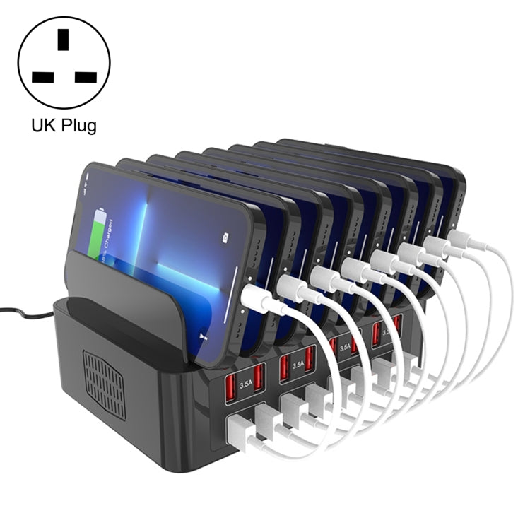 YFY-A55 สถานีชาร์จอัจฉริยะ 16 พอร์ต USB 150W พร้อมแท่นวางโทรศัพท์และแท็บเล็ต, ปลั๊ก US, YFY-A55