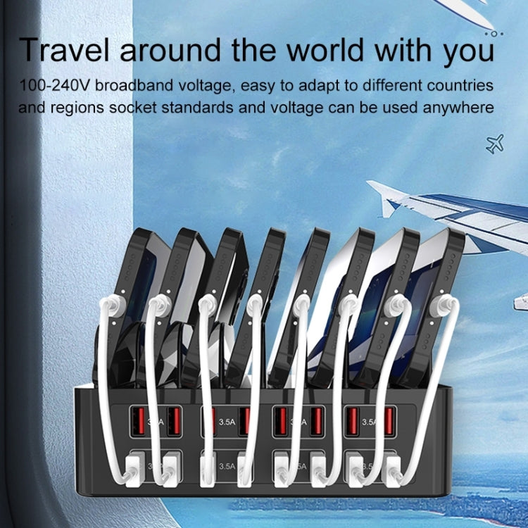 YFY-A55 สถานีชาร์จอัจฉริยะ 16 พอร์ต USB 150W พร้อมแท่นวางโทรศัพท์และแท็บเล็ต, ปลั๊ก US, YFY-A55