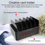 YFY-A54 สถานีชาร์จอัจฉริยะ 5 พอร์ต USB + Type-C 100W พร้อมแท่นวางโทรศัพท์และแท็บเล็ต, ปลั๊ก US, YFY-A54