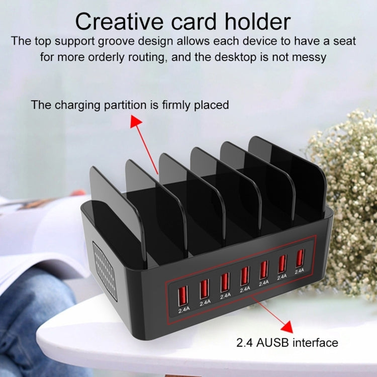 YFY-A54 สถานีชาร์จอัจฉริยะ 5 พอร์ต USB + Type-C 100W พร้อมแท่นวางโทรศัพท์และแท็บเล็ต, ปลั๊ก US, YFY-A54