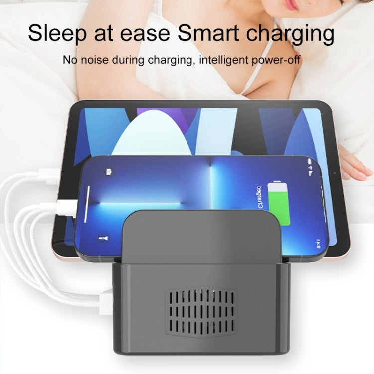 YFY-A54 สถานีชาร์จอัจฉริยะ 5 พอร์ต USB + Type-C 100W พร้อมแท่นวางโทรศัพท์และแท็บเล็ต, ปลั๊ก US, YFY-A54