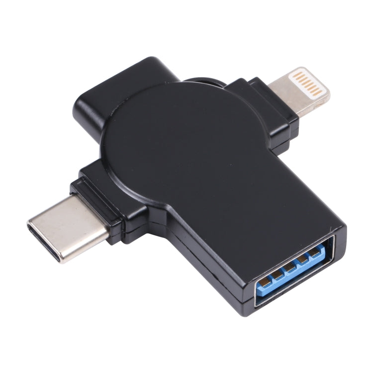อะแดปเตอร์ OTG X09 4 in 1 USB เป็น Dual 8 Pin+USB-C/Type-C อินเทอร์เฟซ
