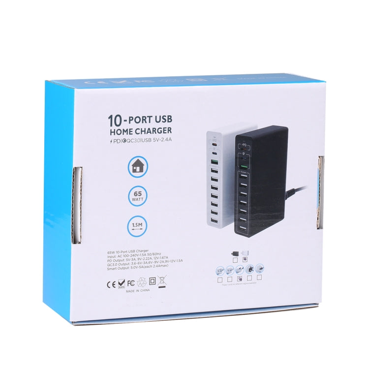 ที่ชาร์จเร็วอัจฉริยะ USB MFT-03Q 10 in 1 65W QC3.0, ปลั๊กยุโรป