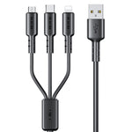 WEKOME WDC-02 สายข้อมูล PVC 3 in 1 ชาร์จไฟ Tidal Energy Series 3A USB เป็น 8 Pin+Type-C+Micro USB ความยาว 1.2 เมตร