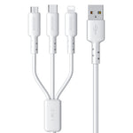 WEKOME WDC-02 สายข้อมูล PVC 3 in 1 ชาร์จไฟ Tidal Energy Series 3A USB เป็น 8 Pin+Type-C+Micro USB ความยาว 1.2 เมตร