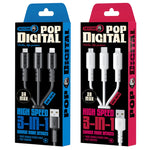 WEKOME WDC-02 สายข้อมูล PVC 3 in 1 ชาร์จไฟ Tidal Energy Series 3A USB เป็น 8 Pin+Type-C+Micro USB ความยาว 1.2 เมตร