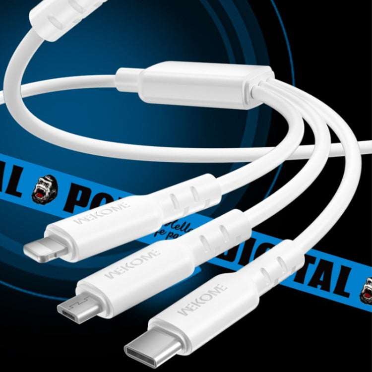 WEKOME WDC-02 สายข้อมูล PVC 3 in 1 ชาร์จไฟ Tidal Energy Series 3A USB เป็น 8 Pin+Type-C+Micro USB ความยาว 1.2 เมตร