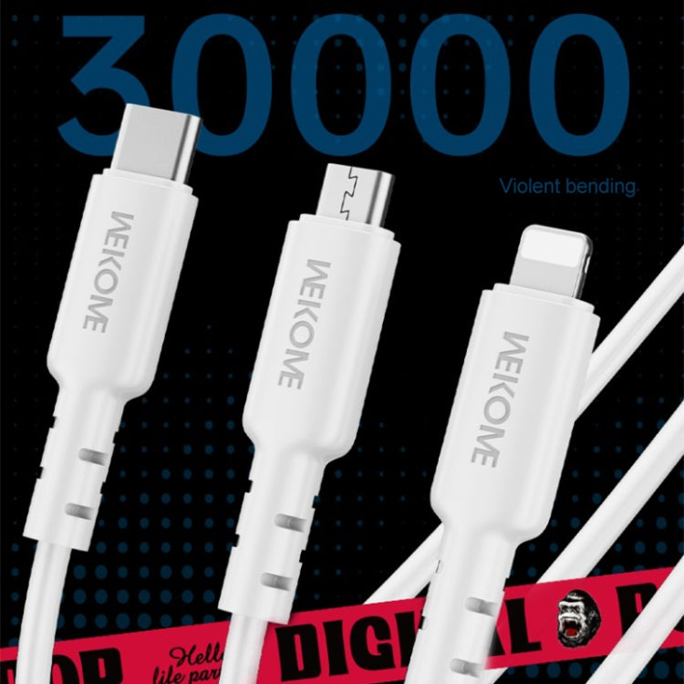 WEKOME WDC-02 สายข้อมูล PVC 3 in 1 ชาร์จไฟ Tidal Energy Series 3A USB เป็น 8 Pin+Type-C+Micro USB ความยาว 1.2 เมตร