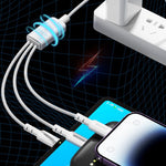 WEKOME WDC-02 สายข้อมูล PVC 3 in 1 ชาร์จไฟ Tidal Energy Series 3A USB เป็น 8 Pin+Type-C+Micro USB ความยาว 1.2 เมตร