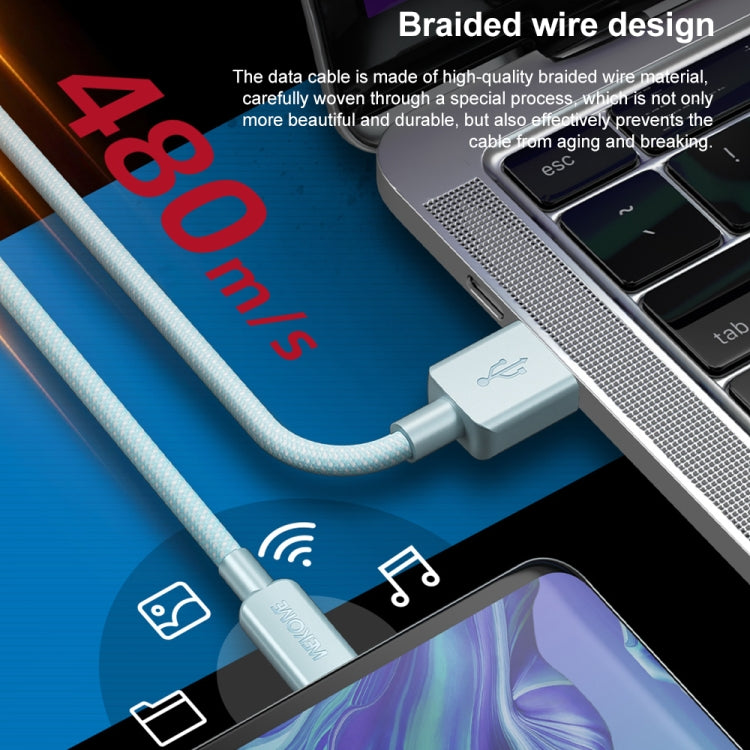 WEKOME WDC-03 สายข้อมูลถัก Tidal Energy Series 2.4A USB เป็น 8 Pin ความยาว 1 เมตร USB เป็น 8 Pin