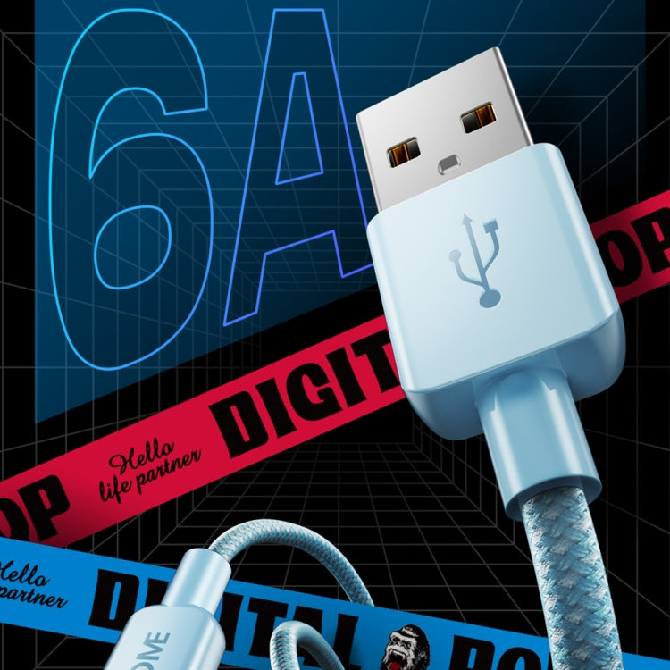 WEKOME WDC-03 สายข้อมูลถัก Tidal Energy Series 2.4A USB เป็น 8 Pin ความยาว 1 เมตร USB เป็น 8 Pin