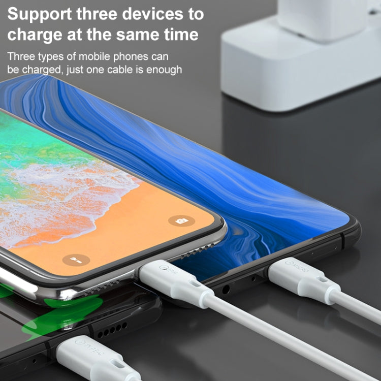 สายชาร์จข้อมูล WK WDC-103 3A 3 in 1 8 พิน + Micro USB + Type-C / USB-C Fullspeed Pro ความยาว: 1.15 ม.