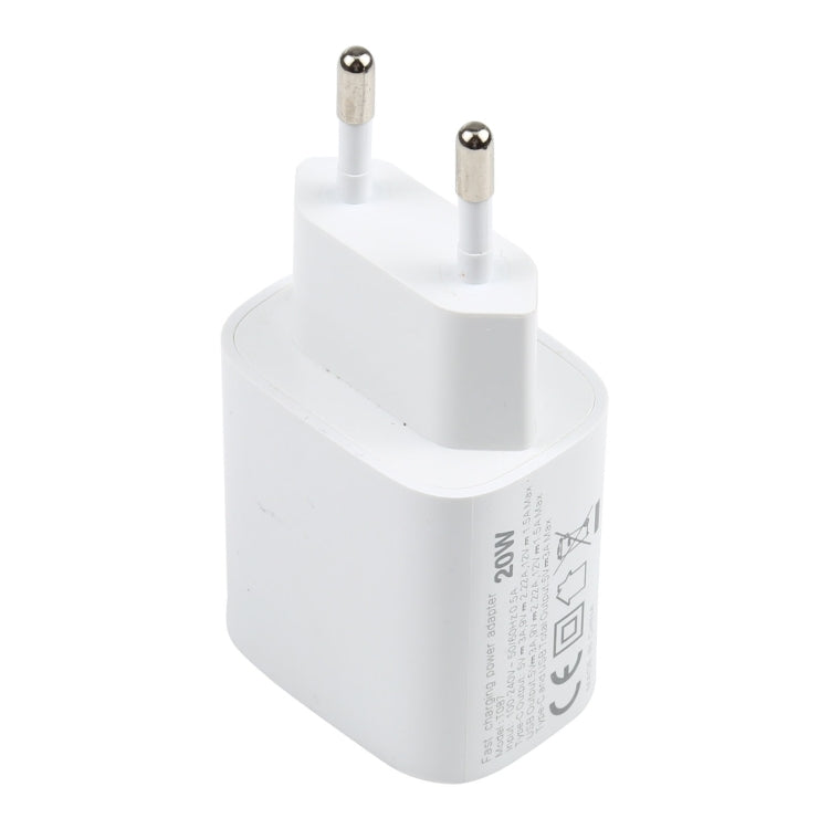 T087 ที่ชาร์จเดินทางชาร์จเร็ว 20W USB-C / Type-C + USB พอร์ต ปลั๊ก EU, ปลั๊ก EU