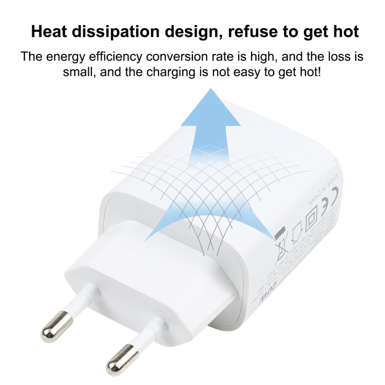 T087 ที่ชาร์จเดินทางชาร์จเร็ว 20W USB-C / Type-C + USB พอร์ต ปลั๊ก EU, ปลั๊ก EU