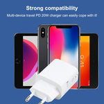 T087 ที่ชาร์จเดินทางชาร์จเร็ว 20W USB-C / Type-C + USB พอร์ต ปลั๊ก EU, ปลั๊ก EU