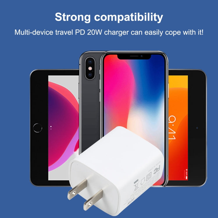 U087 ที่ชาร์จเดินทางชาร์จเร็ว 20W USB-C / Type-C + USB พอร์ต ปลั๊ก US, ปลั๊ก US