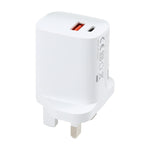 E087 ที่ชาร์จเดินทางชาร์จเร็ว 20W USB-C / Type-C + USB พอร์ต ปลั๊ก UK, ปลั๊ก UK