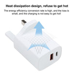 E087 ที่ชาร์จเดินทางชาร์จเร็ว 20W USB-C / Type-C + USB พอร์ต ปลั๊ก UK, ปลั๊ก UK