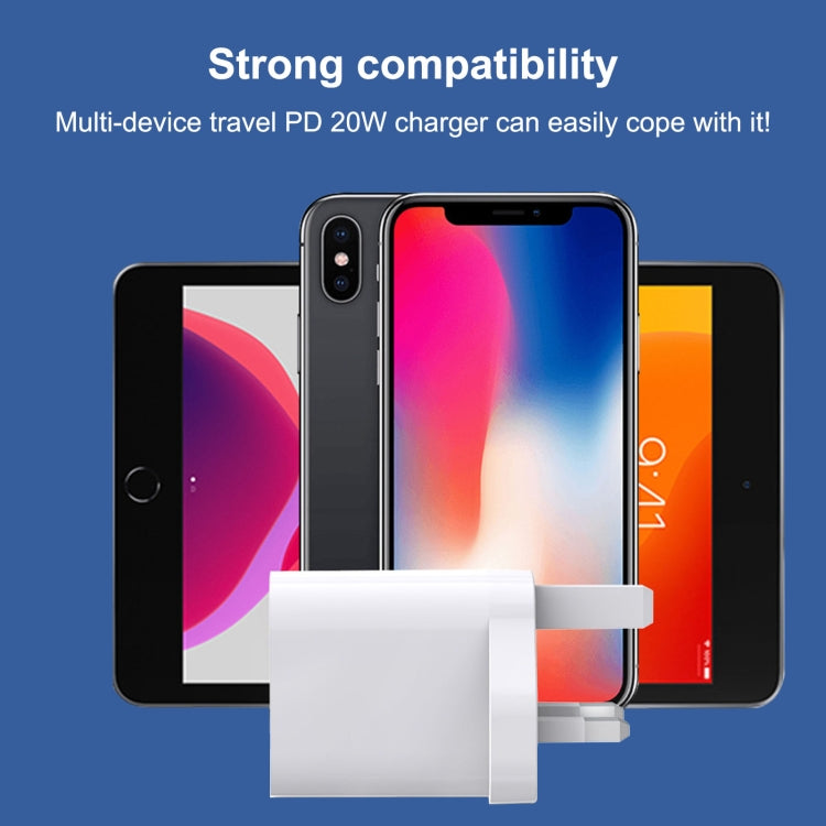 E087 ที่ชาร์จเดินทางชาร์จเร็ว 20W USB-C / Type-C + USB พอร์ต ปลั๊ก UK, ปลั๊ก UK