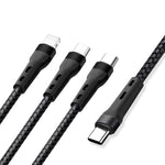 สายชาร์จข้อมูล 100W 6A Type-C เป็น 8 พิน+Type-C+Micro USB ความยาว: 1.3 ม.